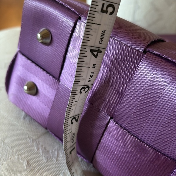 Harvey’s Original seatbelt weave tote handbag purple footed heart lining - Picture 9 of 11